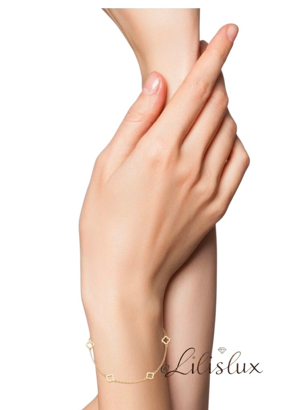 Clover Station Bracelet GLAZE JEWELRY 7" Gold Plated Designer Style
